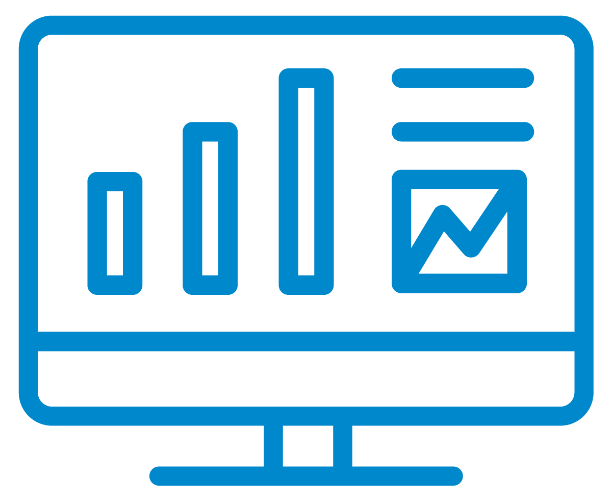 investments analytics icon, laptop with charts
