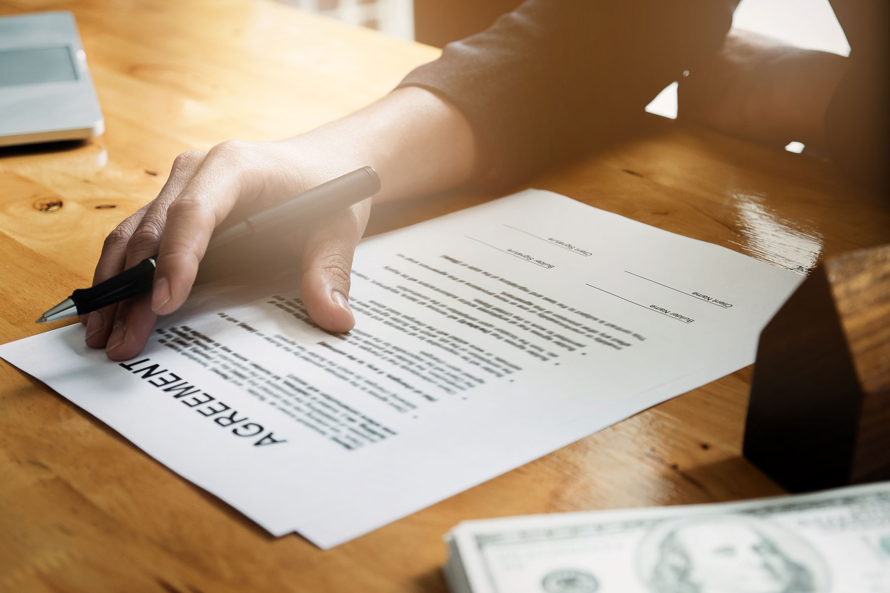 person presenting a contract agreement